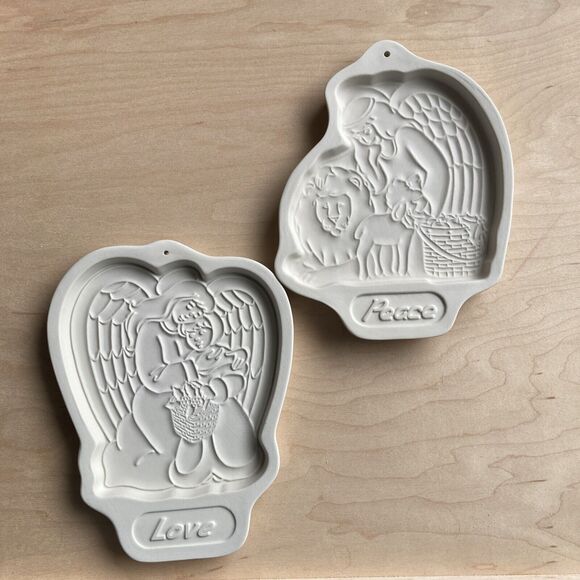 Longaberger Pottery Angel Cookie Mold 1993 1995 Series Peace with boxes - Picture 13 of 15